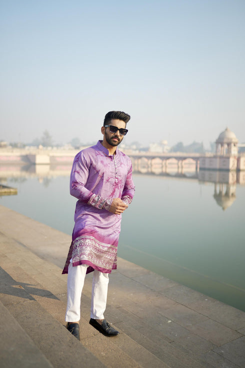 Kzari Magenta Sunshine Chanderi Kurta with Border
