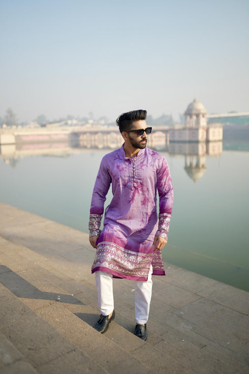 Kzari Magenta Sunshine Chanderi Kurta with Border