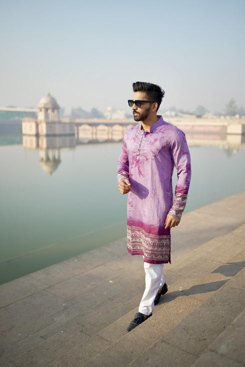 Kzari Magenta Sunshine Chanderi Kurta with Border