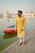 Kzari Orchid-Yellow Rayon Kurta with White Embroidery