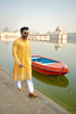Kzari Orchid-Yellow Rayon Kurta with White Embroidery