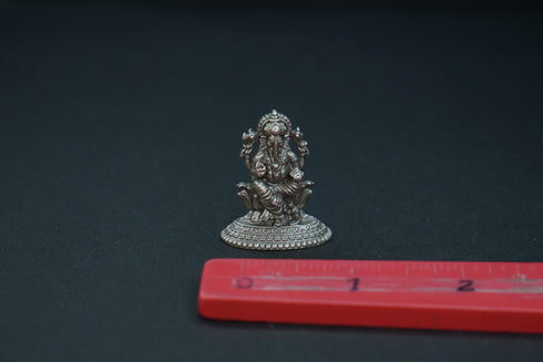 Pure Silver Antique Ganesh Sitting On Lotus 12.11G By Mahita Collections