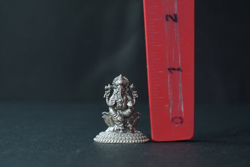 Pure Silver Antique Ganesh Sitting On Lotus 12.11G By Mahita Collections
