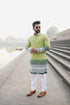 Kzari Parrot Georgette Shaded with White Embroidery Kurta
