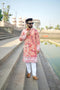 Kzari Anar - Orange Batik with White Embroidery Rayon Kurta
