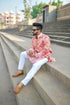 Kzari Anar - Orange Batik with White Embroidery Rayon Kurta