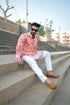 Kzari Anar - Orange Batik with White Embroidery Rayon Kurta