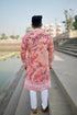Kzari Anar - Orange Batik with White Embroidery Rayon Kurta