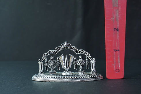 Pure Silver Antique Shanku Chakras With Frame 60.57G By Mahita Collections