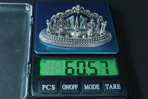 Pure Silver Antique Shanku Chakras With Frame 60.57G By Mahita Collections