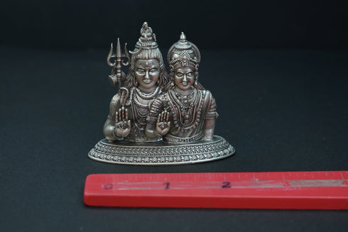 Pure Silver Antique Shivaparvathi Idol Big 51.96G By Mahita Collections