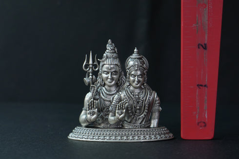 Pure Silver Antique Shivaparvathi Idol Big 51.96G By Mahita Collections