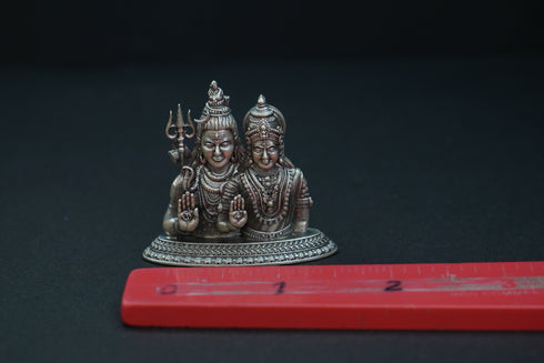 Pure Silver Antique Shivaparvathi Idol Small 24.13G By Mahita Collections