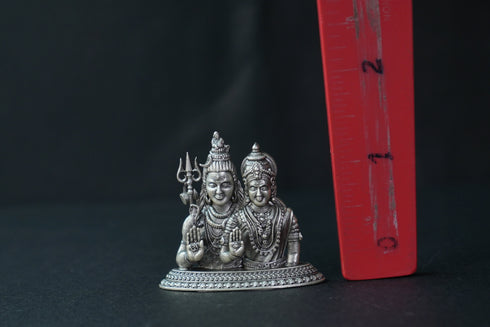 Pure Silver Antique Shivaparvathi Idol Small 24.13G By Mahita Collections