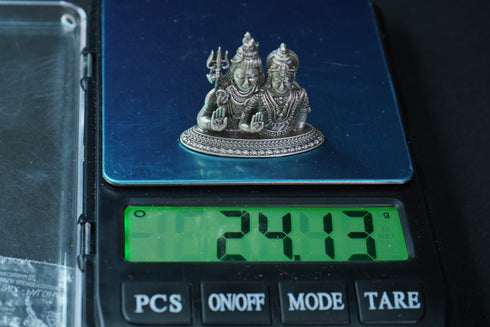 Pure Silver Antique Shivaparvathi Idol Small 24.13G By Mahita Collections