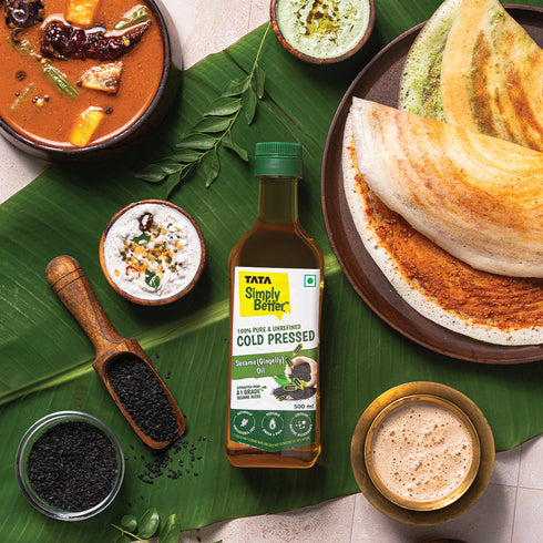 Tata Simply Better Sesame (Gingelly) Oil 500ml | 100% Pure | Unrefined & Cold-pressed | Hexane-Free