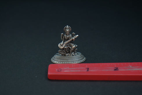 Pure Silver Antique 2D Saraswathi Idol 14.75 By Mahita Collections