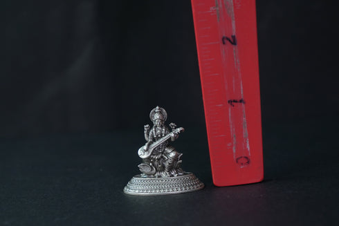 Pure Silver Antique 2D Saraswathi Idol 14.75 By Mahita Collections