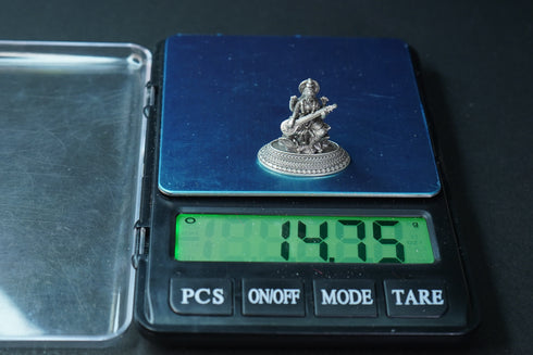 Pure Silver Antique 2D Saraswathi Idol 14.75 By Mahita Collections