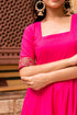 Pomcha Jaipur Raani Pink Cotton Anarkali With Embroidered Soft Net Dupatta