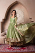 Pomcha Jaipur Ghazal Green Cosmos Silk Gota Patti Anarkali Set With Cosmos Silk Dupatta