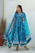 Pomcha Jaipur Blue Cotton Gota Patti Anarkali Set With Soft Net Dupatta