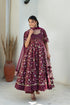 Pomcha Jaipur Hoor Plum Cotton Gota Patti Anarkali With Soft Net Dupatta