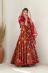 Pomcha Jaipur Maroon Long Cotton Anarkali With Soft Net Dupatta