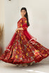 Pomcha Jaipur Maroon Long Cotton Anarkali With Soft Net Dupatta