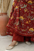 Pomcha Jaipur Maroon Long Cotton Anarkali With Soft Net Dupatta