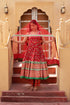 Pomcha Jaipur Red Cotton Gota Patti Anarkali Set With Soft Net Dupatta