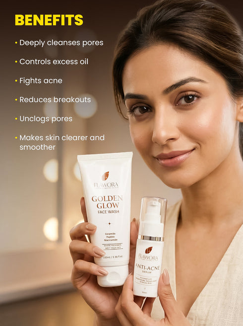 Flawora Golden Glow serum and Golden Glow Facewash