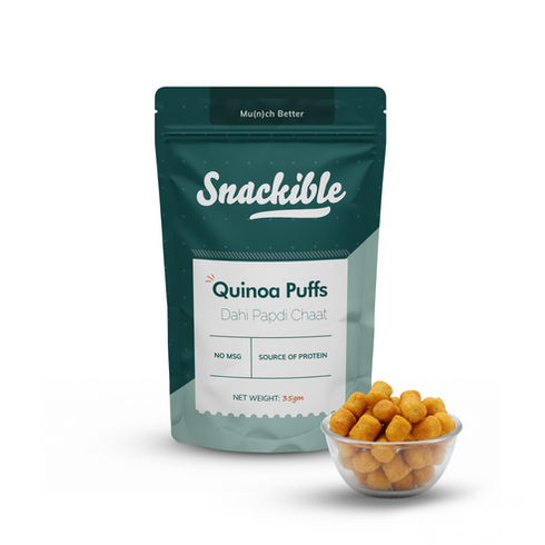 Snackible Dahi Papdi Chaat Quinoa Puffs