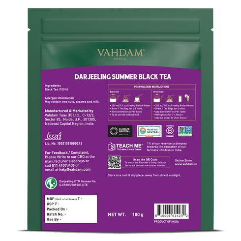 Vahdam Tea Darjeeling Summer Black Tea