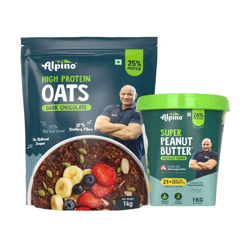 Alpino High Protein Super Rolled Oats Dark Chocolate & Super Peanut Butter Chocolate Crunch Combo