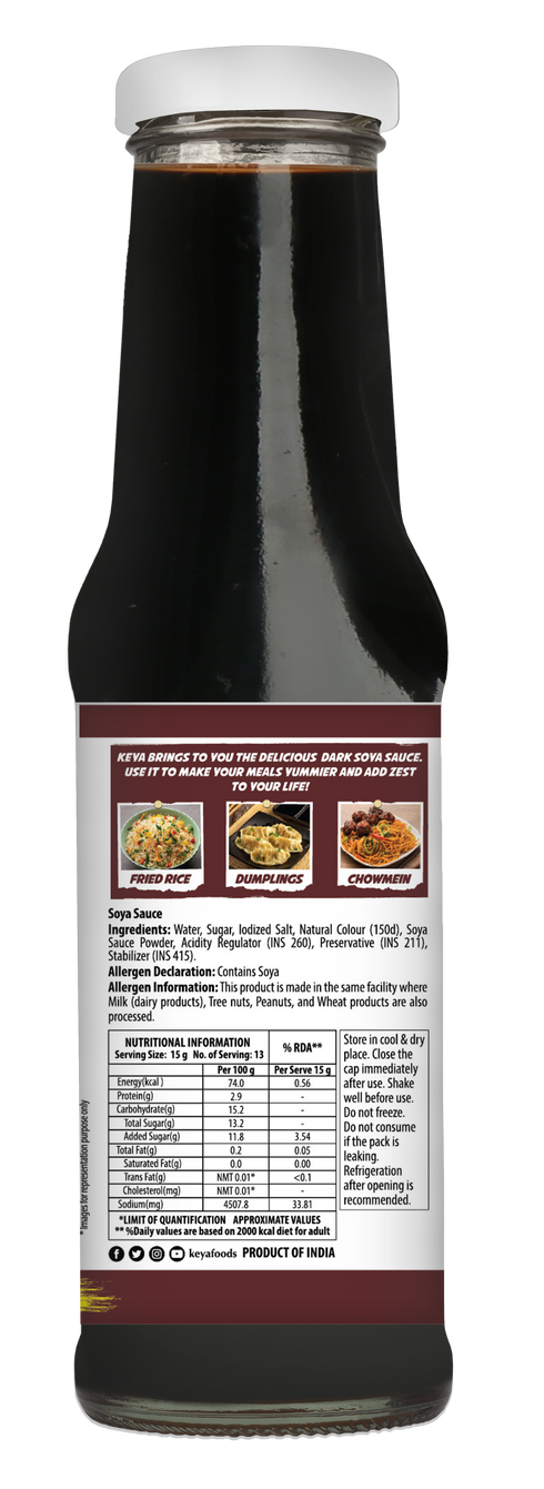 Keyafoods Keya Chinese Sauce Combo Red Chilli Sauce 200g Green Chilli Sauce 190g Dark Soya Sauce 210g Combo Pack 3