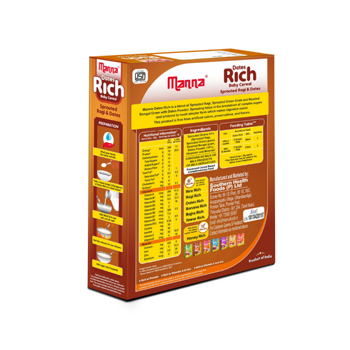 Manna Foods Baby Cereal Sprouted Ragi and Date powder 6 months + 200g