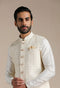 Manyavar Antique White Kurta and Jacket Set