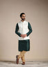 Manyavar Pearled Ivory Self Patterned Half Jacket