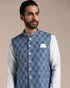 Manyavar Brilliant Blue Print Half Jacket