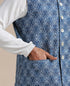 Manyavar Brilliant Blue Print Half Jacket