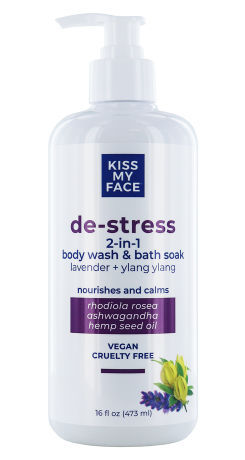 Kiss My Face De Stress 2 in 1 Body Wash & Bath Soak Lavender Ylang Ylang