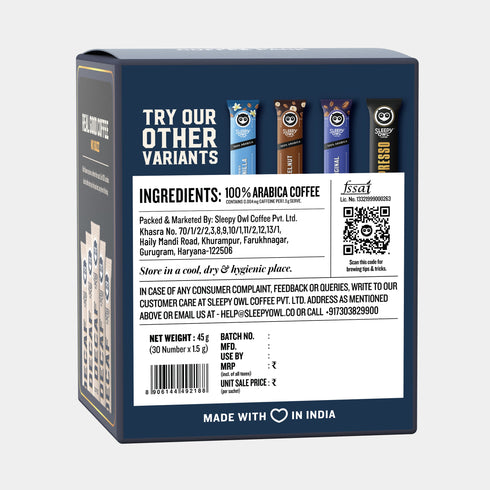 Sleepy Owl Coffee Decaf Instant Coffee – Pack of 30 Sachets