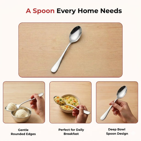 Vinod Decora Stainless Steel Baby Spoon Set of 12 Piece Heavy Gauge Steel Mirror Finish Rust Free Tough Strong and Durable