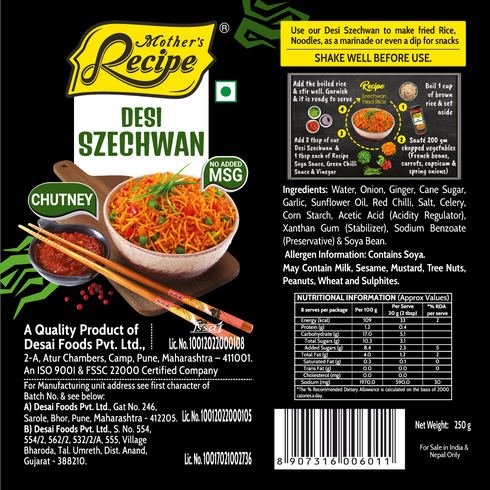 Mothers Recipe Pune Desi Szechwan Glass Bottle