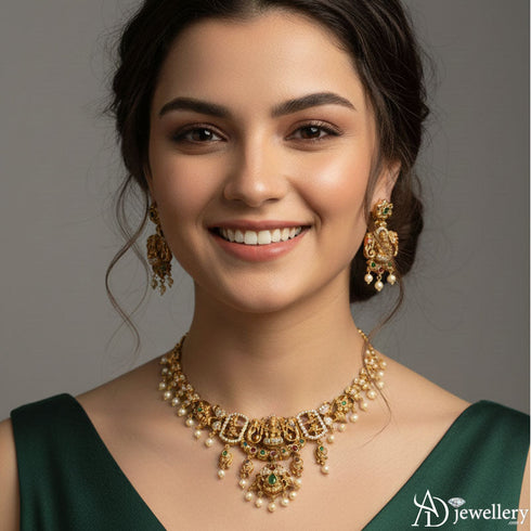 Devi Lakshmi Temple Necklace Set