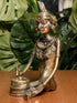 The India Craft House Dhokra Craft Curio (Large) | Lady with Grinder