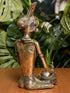 The India Craft House Dhokra Craft Curio (Large) | Lady with Grinder