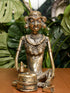 The India Craft House Dhokra Craft Curio (Large) | Lady with Grinder