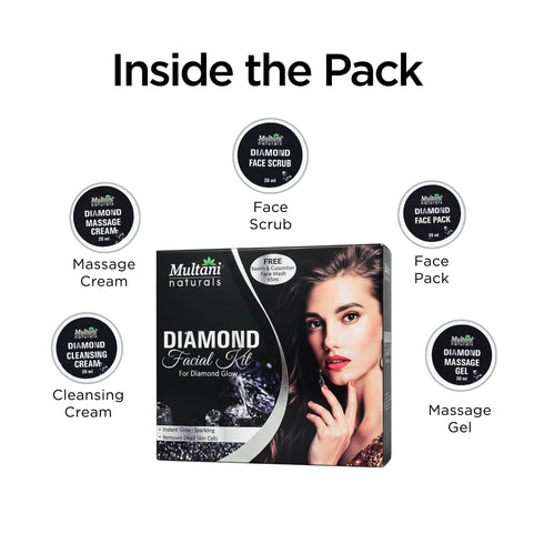 Multani Pharmaceuticals Limited Multani Naturals Diamond Facial Kit For Diamond Glow For Instant Glow & Temoves Dead Skin Cells